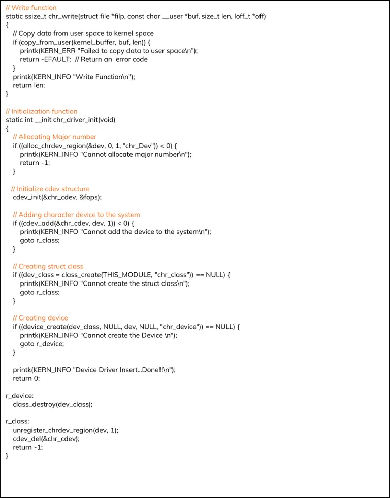 Linux Character Device Driver – Code Implementation