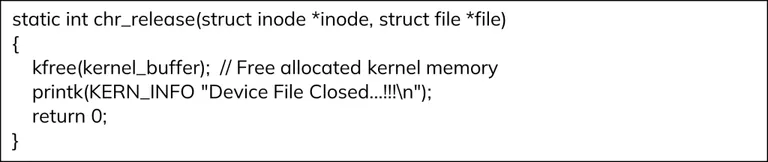 Release function Linux